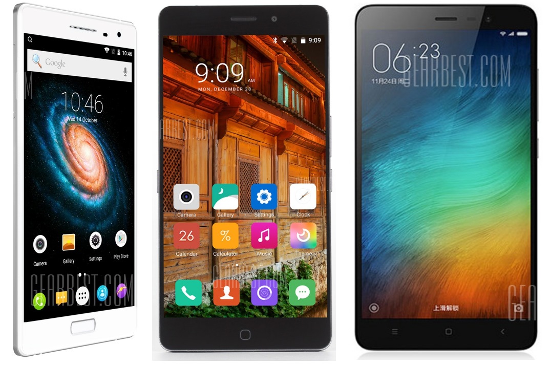 Die drei Testkandidaten stammen von Bluboo, Elephone und Xiaomi. (Fotos: Gearbest.com)
