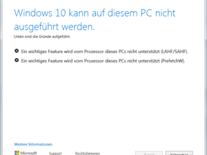 W10 Install gescheitert