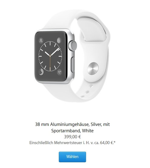Der Einstieg in der Welt der Apple Watch (Modell Watch Sport, Quelle: Screenshot Apple Webseite)