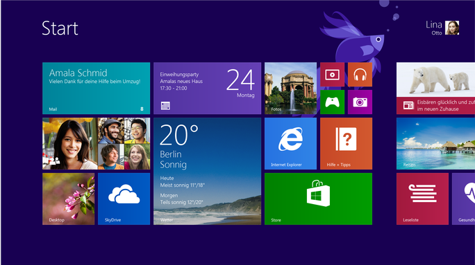 Windows 8.1 erkennt man optisch vor allem durch die neuen Kachelgrößen "sehr groß" und "sehr klein".