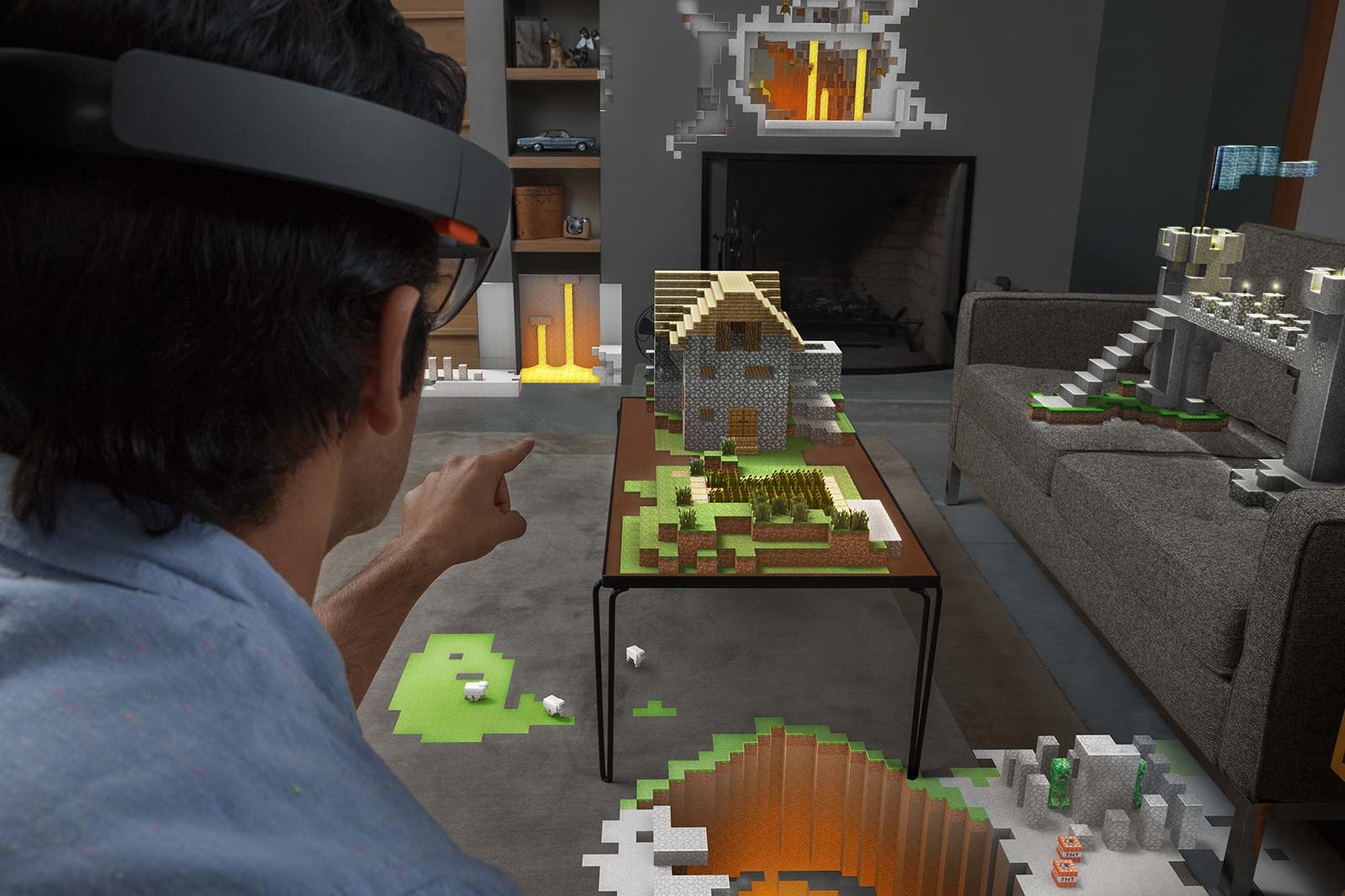 Hier verschmilzt die reale Welt mit einer Minecraft-Umgebung. (Foto: Microsoft)