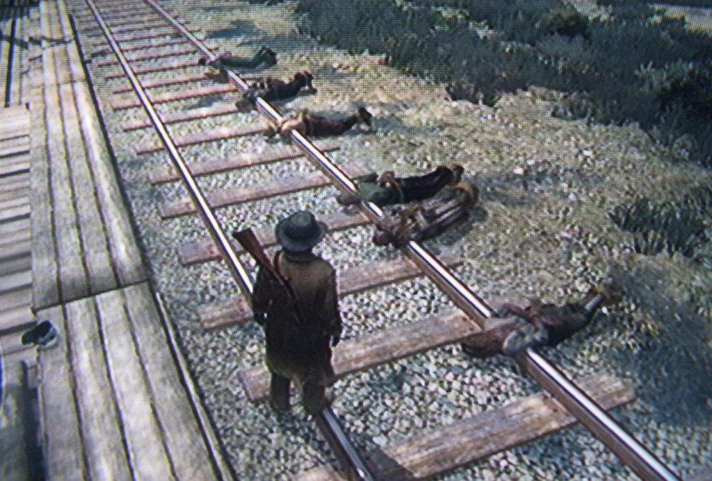 Gewalt in Open World Spiel: Warten auf den Zug.
