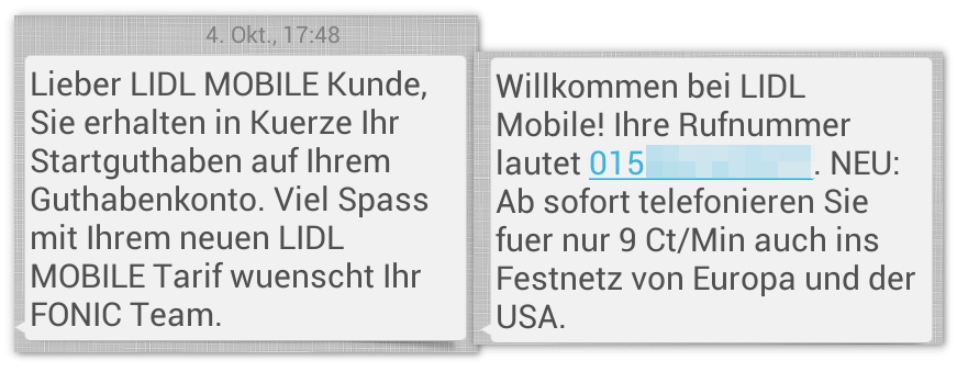 Schnelle Anmeldung/Aktivierung einer neuen Lidl-Prepaid-Karte.