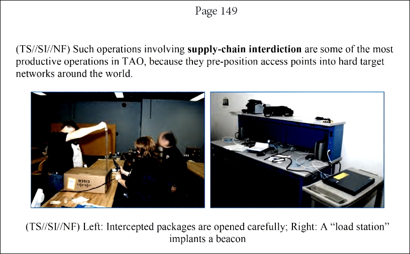 Erstmals mit Fotos belegt: hier packen NSA-Mitarbeiter Router des Herstellers Cisco aus um eine manipulierte "Überwachungs-Firmware" zu installieren. (Foto: Glenn Greenwald)