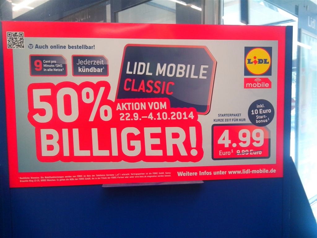 Aktuell bietet Lidl seinen Mobile Classic Tarif 50 Prozent billiger an. Ein Starterpaket mit SIM-Karte und 10 Euro Guthaben kostet nur 4,99 Euro. Zeit also mal über meine bisherigen Erfahrungen mit Lidl Mobile zu berichten. (Foto: mn)