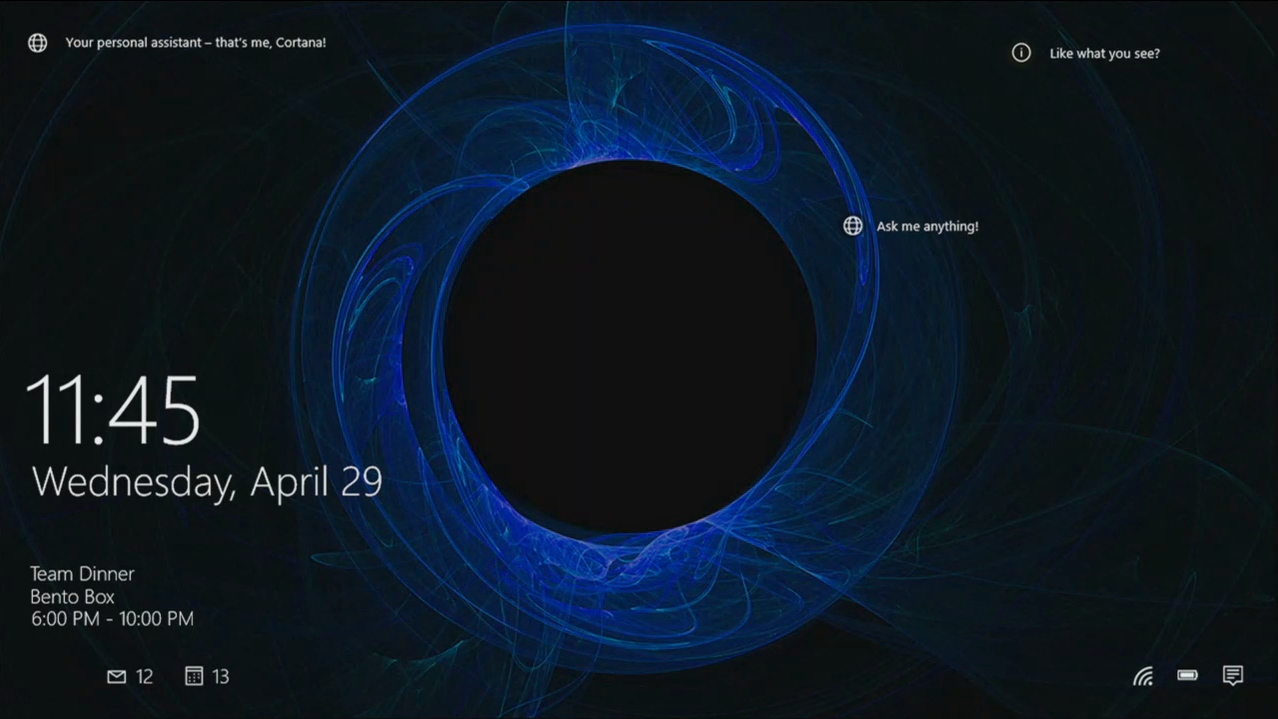 Das Hintergrundbild des Lockscreens wird von Windows 10 auch für Eigenwerbung genzutzt. (Foto: Microsoft).