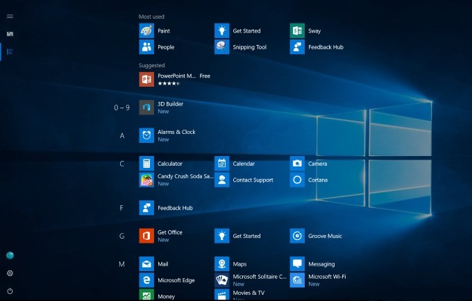 Das neue Layout für die Auflistung aller Apps. (Foto: Microsoft)