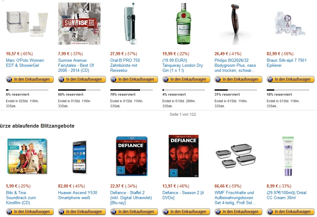 Aktuelle Blitzangebote. (Foto: Screenshot Amazon)
