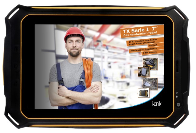 Ionik-Handwerker-Tablet soll auch harten Einsatz wegstecken. (Foto: Ionik)
