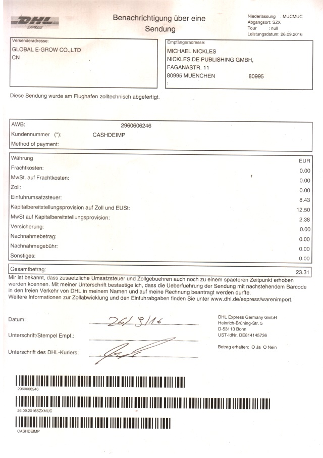 Die Benachrichtigung zur Sendung.