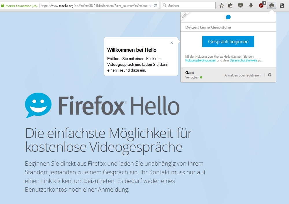 Hello gestattet unter anderem kostenlose Videochats direkt im Browser.
