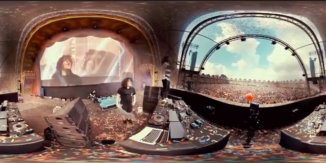 Tomorrowland 2014: Ein 360 Grad Video in "Flachdarstellung". Hier wird das komplette Bildmaterial gezeigt was natürlich etwas komisch aussieht. Für echte navigierbare 360 Grad Wiedergabe wird eine dafür geeignete Abspiellösung benötigt. (Foto: Youtube)