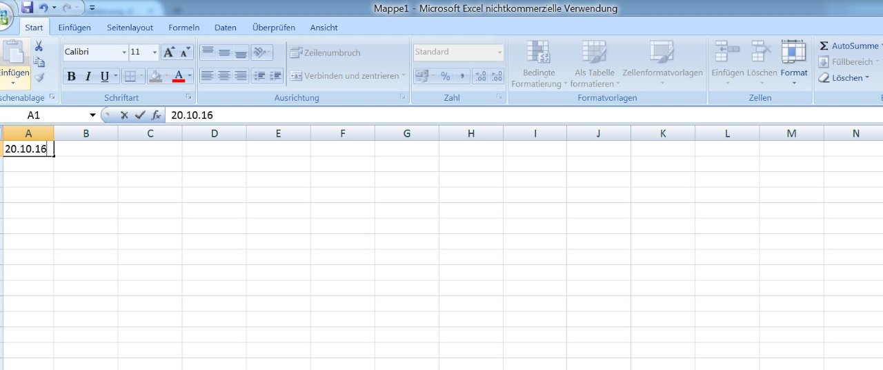 Excel 2010 Formatierung der Zellen funktioniert nich